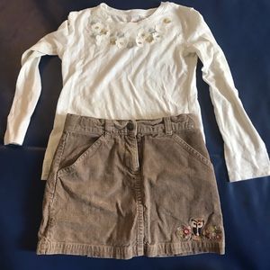 Gymboree owl skirt and cat and jack top